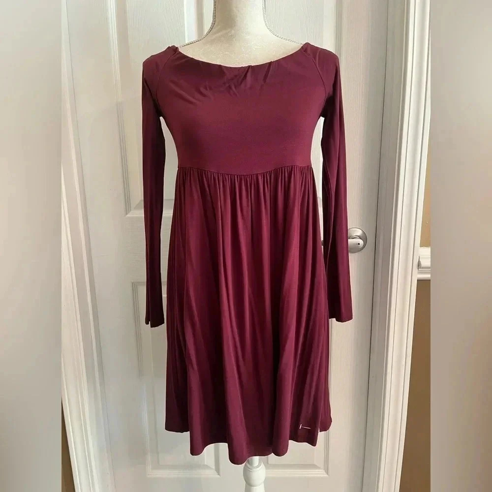MTS Off the Shoulder Babydoll Burgundy Wine Color Dress size Small. NWT - Picture 6 of 11